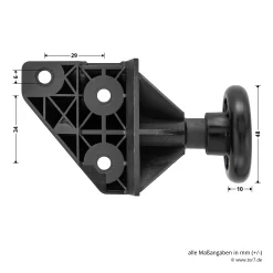 Hörmann EcoStar Rollenhalter Mit Laufrolle, Links 11 Hörmann EcoStar Rollenhalter Mit Laufrolle, Links -Türen und Zubehör 1084201 hoermann ecostar rollenhalter mit laufrolle links bemassung