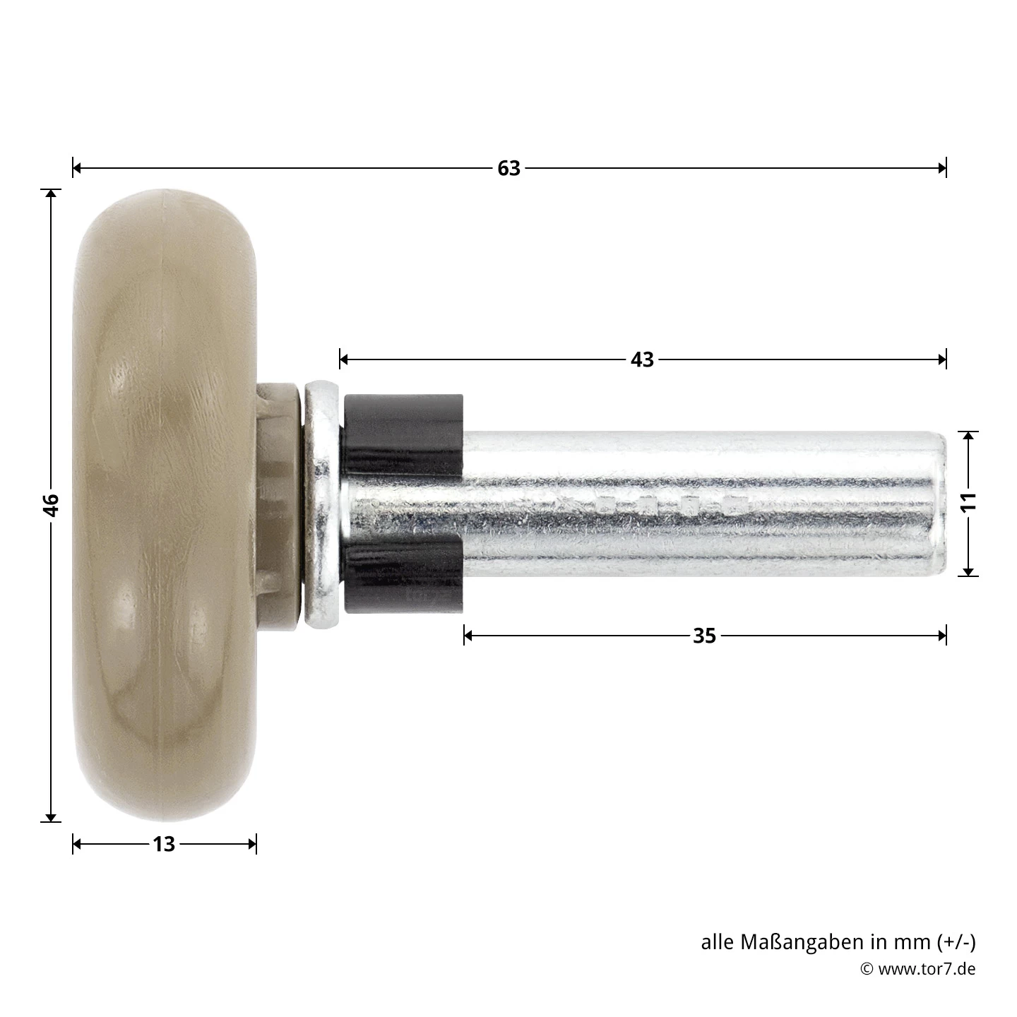 Hörmann Laufrolle Mit Gleitlager Und Distanzhülse, Braun 5 Hörmann Laufrolle Mit Gleitlager Und Distanzhülse, Braun – Bild 5