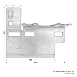 Hörmann Knotenblech, Beschlag L, Ausführung Rechts, Baureihe 30 -Türen und Zubehör 3045000 hoermann knotenblech beschlag l ausfuehrung rechts baureihe 30 masse bild 1