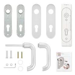 Hörmann Drückergarnitur D110 Kurzschild PZ, Alu -Türen und Zubehör 449910 hoermann drueckergarnitur mit kurzschild pz gelocht alu lieferumfang