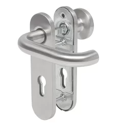 Hörmann FS Wechselgarnitur D110 Kurzschild PZ, Edelstahl -Türen und Zubehör 454690 hoermann fs wechselgarnitur d 110 kurzschild pz gleitlager knopf k 130 edelstahl perspektieve 1