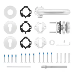 Hörmann FS Wechselgarnitur D110 Rosette PZ, Edelstahl -Türen und Zubehör 454742 hoermann fs wechselgarnitur d110 pz rosette edelstahl gleitlager lieferumfang