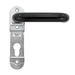 Hörmann FS Drückergarnitur D110 Kurzschild PZ, Schwarz -Türen und Zubehör 498165 hoermann fs drueckergarnitur d 110 kurzschild pz gleitlager polyamid schwarz rechts bild 2