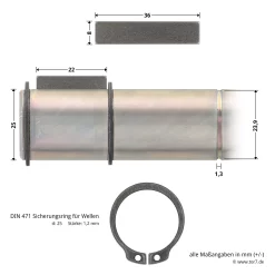 Hörmann Steckwelle Für STA 400 Schiebetorantrieb -Türen und Zubehör 638939 hoermann steckwelle fuer sta 400 schiebetorantrieb bemassung bolzen2