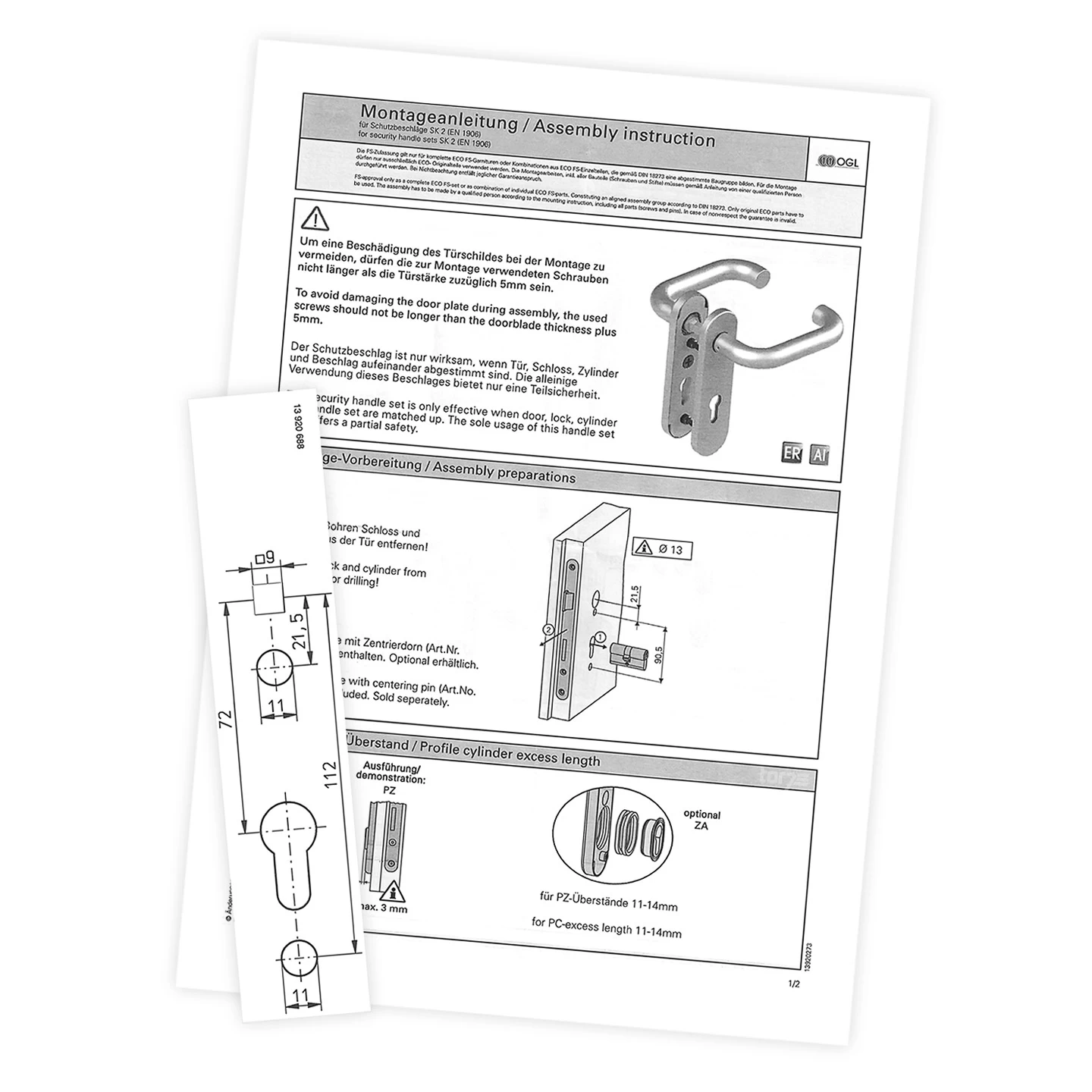 Steinau FS ES1-K Sicherheitsbeschlag, Typ D 510, Edelstahl Matt 5 Steinau FS ES1-K Sicherheitsbeschlag, Typ D 510, Edelstahl Matt – Bild 5